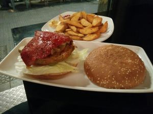 burger with vegan patty at Hot Dog's House in Bilbao