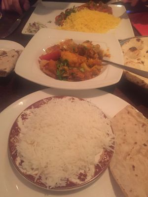 vegetable bhuna with a small plate of rice  at Royal Bengal Restaurant in Dunfermline