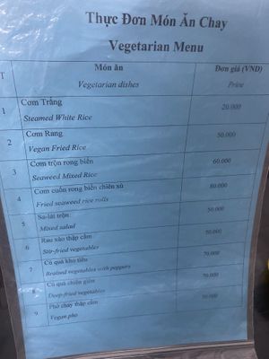 Menu  at Nha Hang Com Chay in Ha Long