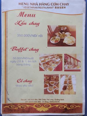 2019. Menu 1 at Nha Hang Com Chay in Ha Long
