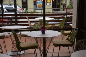 Nothing beats people watching while enjoying a great healthy vegetarian meal at Saffron. at Saffron Cafe in Monterey