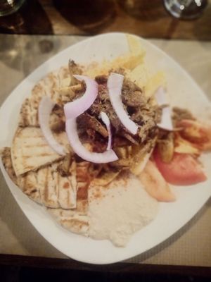 Vegan gyros plate at Evilion Bistro in Crete