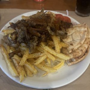 Mushroom gyros plate  at Evilion Bistro in Crete