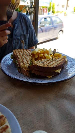 Vegam club sandwich at Evilion Bistro in Crete