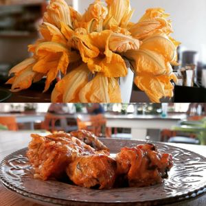 Zucchini Flowers stuffed with Rice and Herbs at Evilion Bistro in Crete