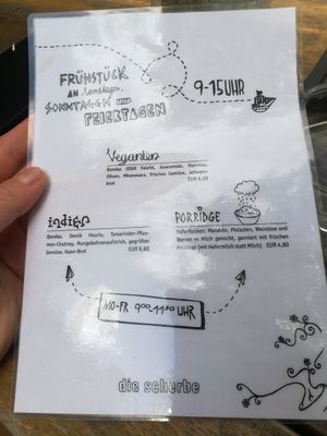 Vegan menu at Die Scherbe in Graz