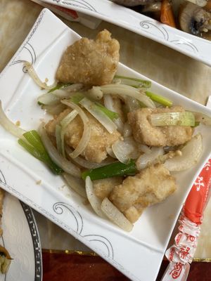 Vegan salt and pepper squid   at Imperial Garden in Plymouth