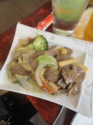 Vegan duck with seasonal vegetables   at Imperial Garden in Plymouth