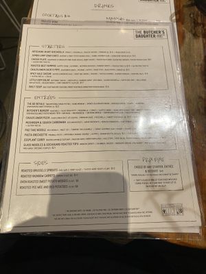 Menu  at The Butcher's Daughter - West Village in New York City