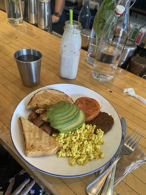Country breakfast with tofu and avocado   at The Butcher's Daughter - West Village in New York City