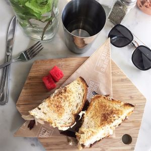 Served with watermelon cubes! at The Butcher's Daughter - West Village in New York City