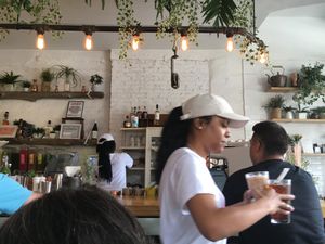 This is a view from inside, looking toward the counter. at The Butcher's Daughter - West Village in New York City