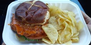Buffalo chicken sandwich at Three Girls Vegan Creamery - Boston in Guilford