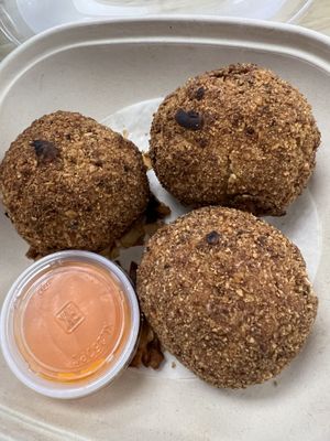 mac and cheese balls  at Three Girls Vegan Creamery - Boston in Guilford