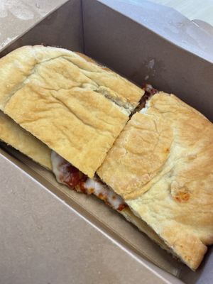 Chicken parm sandwich. Disappointing and small   at Three Girls Vegan Creamery - Boston in Guilford