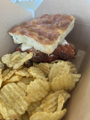 chicken cutlet grinder on focaccia   at Three Girls Vegan Creamery - Boston in Guilford