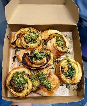 Eggplant Pesto Rolls at Three Girls Vegan Creamery - Boston in Guilford