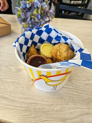 Fried chicken bucket at Three Girls Vegan Creamery - Boston in Guilford