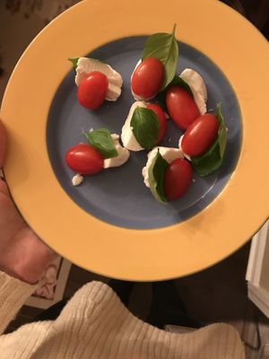 Homemade caprese made with their mozzarella  at Three Girls Vegan Creamery - Boston in Guilford