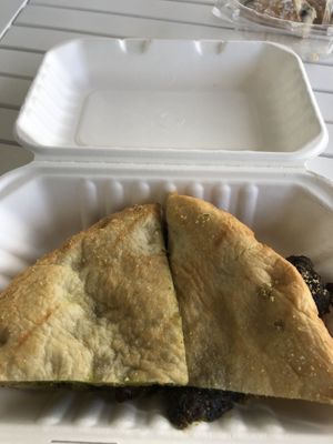 Pesto sausage fried dough at Three Girls Vegan Creamery - Boston in Guilford