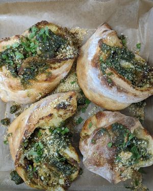 Stuffed bread at Three Girls Vegan Creamery - Boston in Guilford