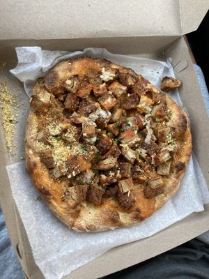 Chicken pizza  at Three Girls Vegan Creamery - Boston in Guilford