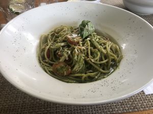 Pesto Pasta! at El Jardin in Puerto Ayora