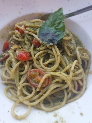 Pesto Pasta! at El Jardin in Puerto Ayora