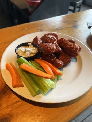 Vegan wings with dill dip  at Taps Brewhouse & Grill in Niagara Falls