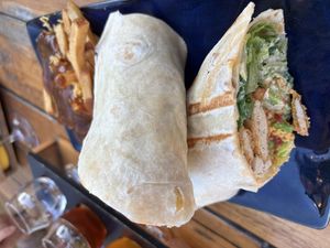 Vegan Cesar wrap and poutine   at Taps Brewhouse & Grill in Niagara Falls