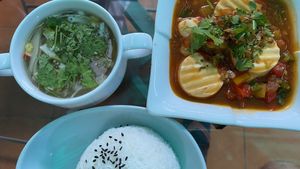 Soup, rice and tofu at Ngo Quan Chay in Ho Chi Minh City