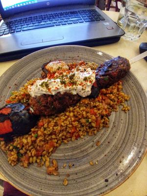 Vegan kabab at Michelangelo Cafe in Tel Aviv