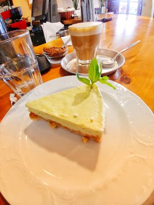 Cheese Tart with lemon! So amazing at Michelangelo Cafe in Tel Aviv