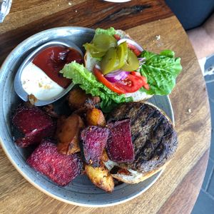 Mushroom burger heaven at Michelangelo Cafe in Tel Aviv