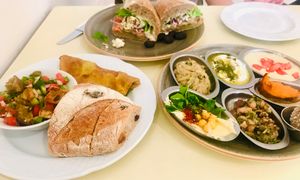 Jaffa breakfast and tofu sandwich  at Michelangelo Cafe in Tel Aviv