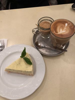 Cheese cake & capuchino  at Michelangelo Cafe in Tel Aviv