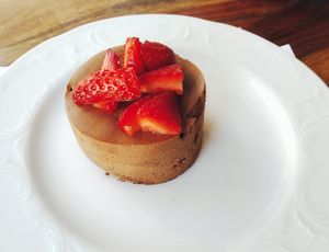 Chocolate strawberry mousse at Michelangelo Cafe in Tel Aviv