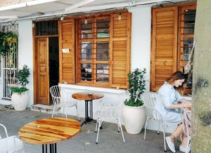 Outside at Michelangelo Cafe in Tel Aviv
