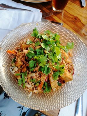 vegan asian salad with tofu and rice noodles at Michelangelo Cafe in Tel Aviv