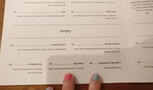 Cafe Michaelangelo menu at Michelangelo Cafe in Tel Aviv