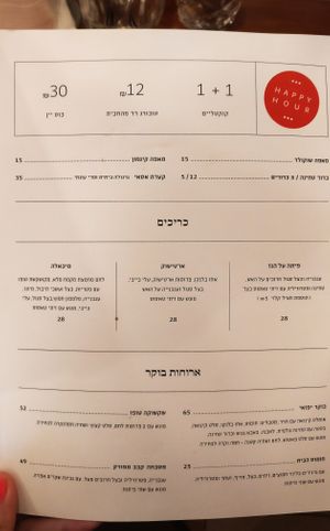 Cafe Michaelangelo menu at Michelangelo Cafe in Tel Aviv