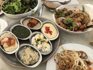 Soooooo yammi!!!!!! Breakfast and asian salad! at Michelangelo Cafe in Tel Aviv