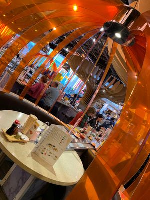 Jazzy eating domes  at LHR - YO! Sushi - T2 in West London