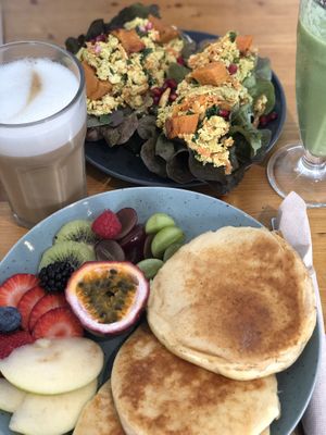 Pancakes and Fruit + Tofu Scramble  at Glow in Luxembourg City