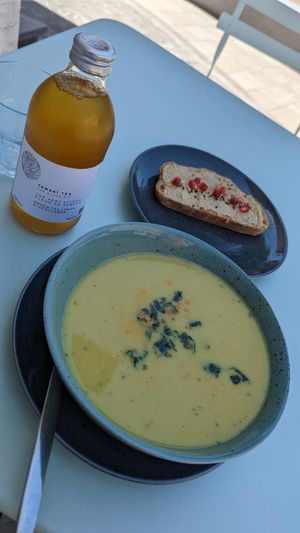 Daily soup and an ice tea at Glow in Luxembourg City