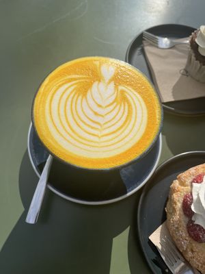 Golden latte  at Glow in Luxembourg City