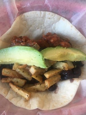 Build Your Own Breakfast Tacos! Beans, Potatoes and Avocado.  at Jo's Coffee House in San Marcos