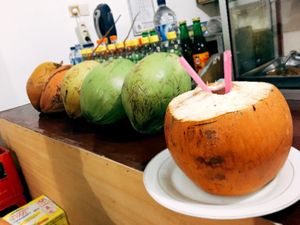 cold sweet coconuts, any color you like it at Warung Pande Vegan - Canggu in Canggu
