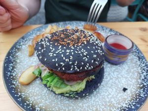 Vegan burger  at Llévame al Huerto in Gran Canaria
