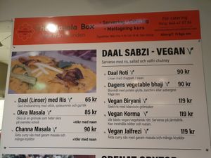 Vegsn choices at The Masala Box in Malmo